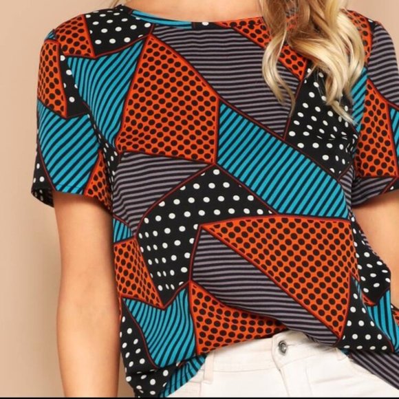 Geo & Polka Dot Print Top - Picture 9 of 10